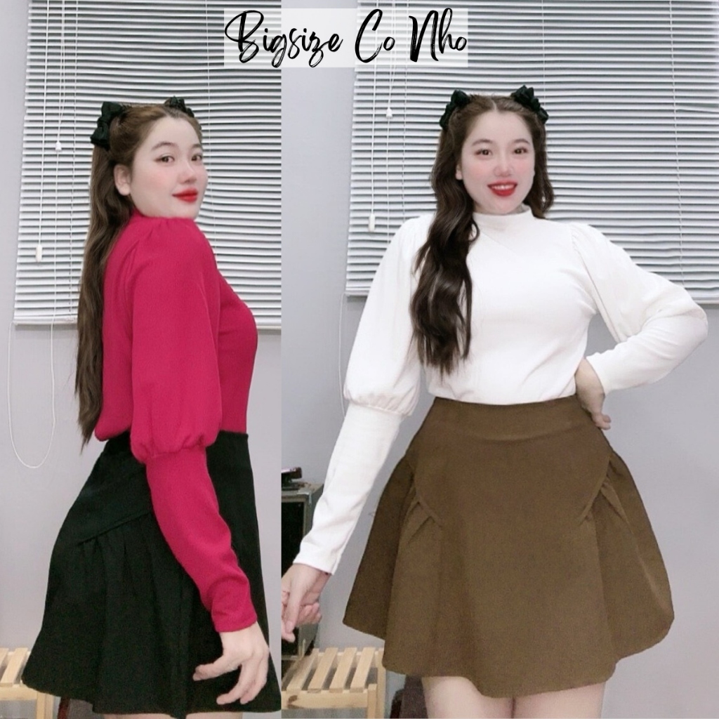 Áo thun Bigsize Nữ tay dài bồng cổ cao ấm bo tôn da hách dáng chất nỉ gân co giãn thời trang- G149