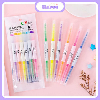Bút highlight đánh dấu nhớ dòng dạ quang nhiều màu tiện dụng học sinh văn phòng nhanh khô chất lượng cao HAPPI