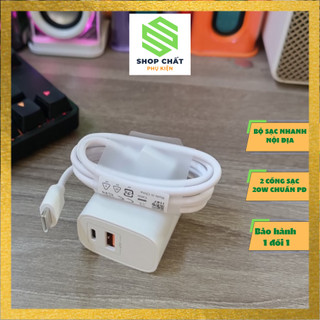 Bộ sạc nhanh 20w , bộ sạc nhanh chính hãng nội địa 1 cổng usb + 1 cồng typec + 1 cáp sạc zin phụ kiện shop chất