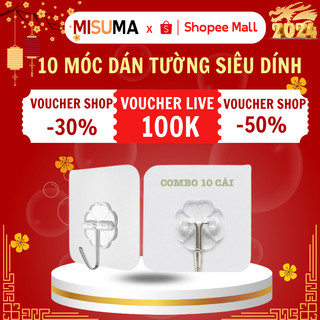 10 chiếc móc dán tường chắc chắn tiện ích móc dán siêu dính, siêu chắc chịu lực đến 10kg