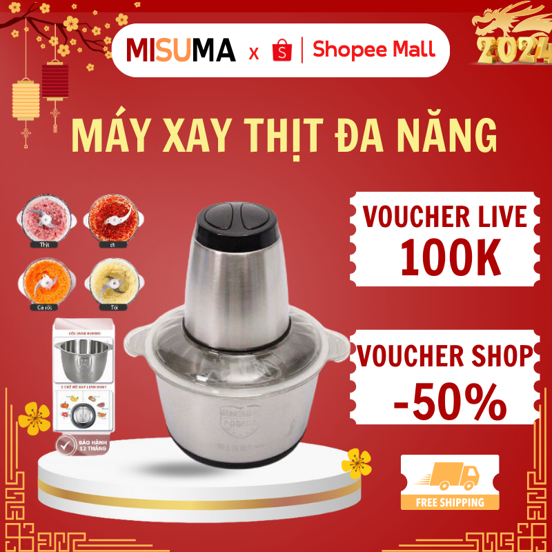 Máy Xay Thịt Đa Năng MISUMA Chất Liệu Inox, Công Suất Mạnh Xay Gì Cũng Được