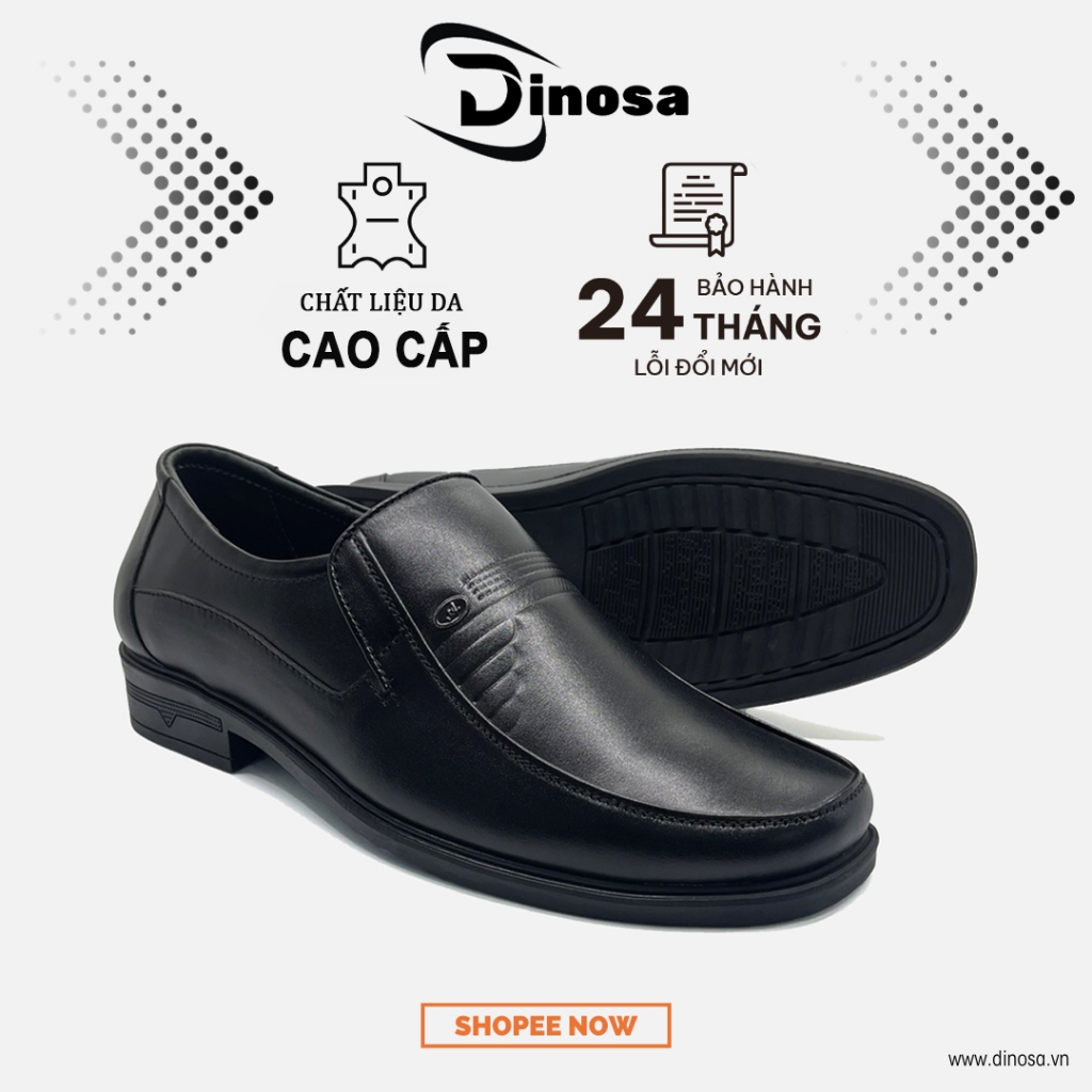 Giày Tây Nam DINOSA D0209 Da Cao Cấp,Giày Lười Đế Nâng 4-5cm,Đế Cao Su Non,Khấu Chỉ 2 Lớp Bảo Hành 12 Tháng.