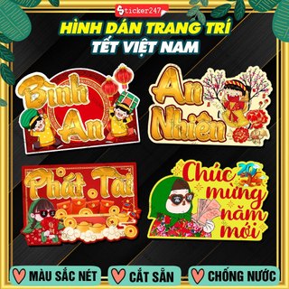 Hình dán trang trí tết an nhiên, đoàn viên 🌈𝑭𝒓𝒆𝒆𝒔𝒉𝒊𝒑 decal trang trí tết 2024 giáp thìn - tranh tết dán kính, tường