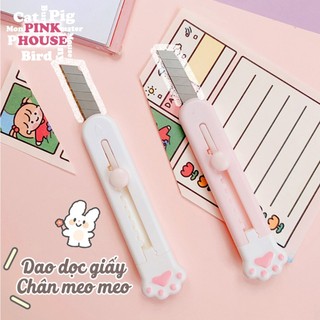 Dao rọc giấy hình chân mèo và đám mây nhiều màu - Dao unboxing dễ thương - Dao rọc giấy mini