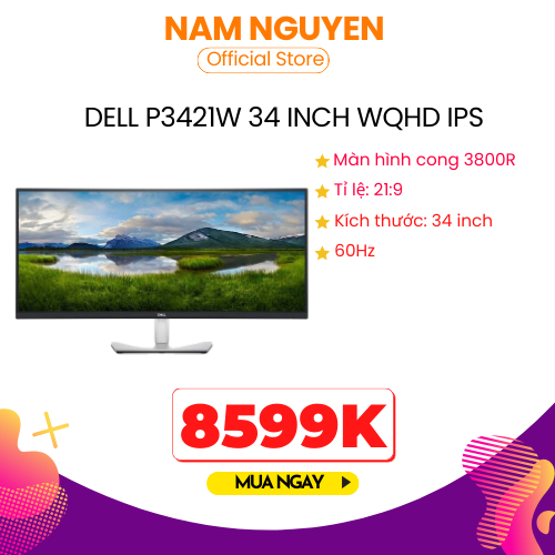 Màn hình cong Dell Ultrawide 34 Inch P3421W dành cho dân chuyên thiết kế đồ họa