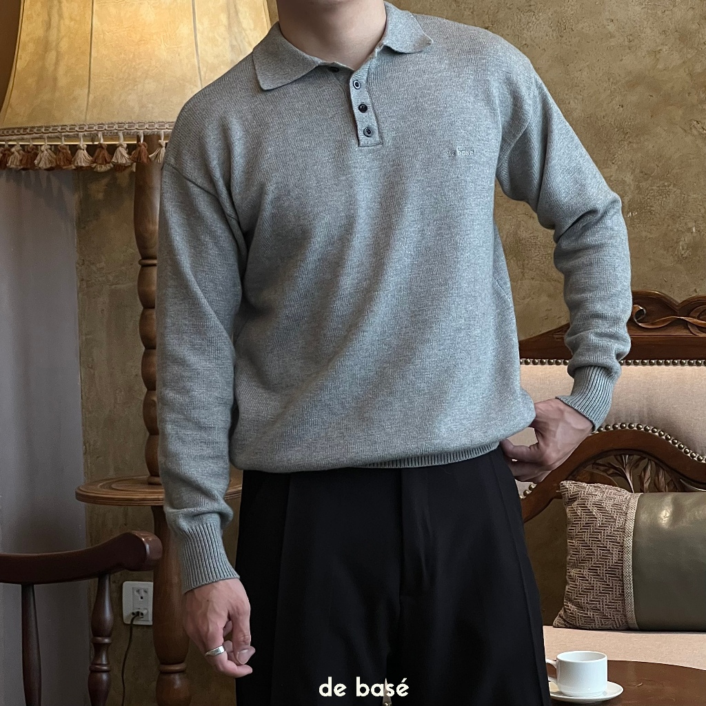 Áo Len Polo - BUTTON POLO SWEATER - De Basé