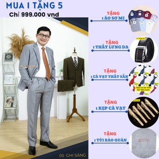 1975 Fashion Vest trung niên giá rẻ, sang trọng, lịch lãm màu GHI SÁNG đẹp nhất