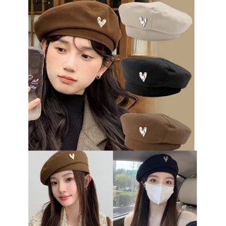 Mũ nồi họa tiết Trái Tim thời trang Vintage phong cách Hàn Quốc dễ phối đồ, đi chơi, chụp ảnh cho nữ trẻ trung MU03