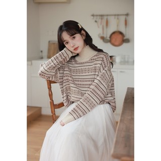 Áo Len Hoạ Tiết Cổ Cao 1041