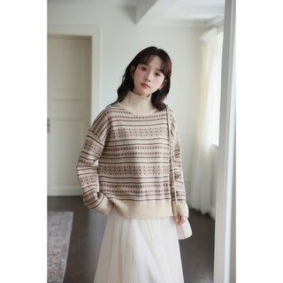 Áo Len Hoạ Tiết Cổ Cao 1041