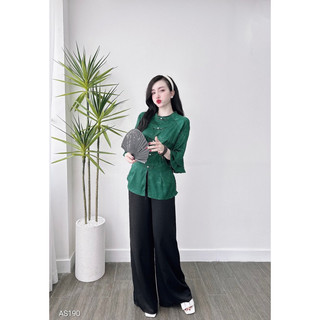BỘ BÀ BA LỤA TAY LOE NÚT VẢI + QUẦN LỤA