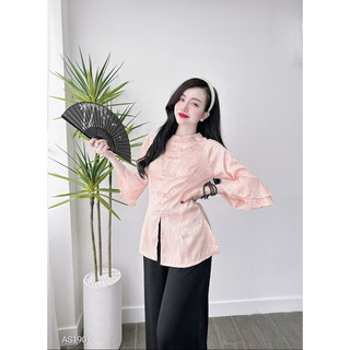 BỘ BÀ BA LỤA TAY LOE NÚT VẢI + QUẦN LỤA