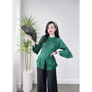 BỘ BÀ BA LỤA TAY LOE NÚT VẢI + QUẦN LỤA