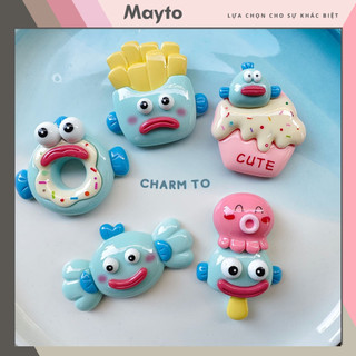 Sticker, Charm 3D chủ đề KHOAI TÂY MÔI DÀY DIY Mayto nhựa cứng gắn Dép Cross, Dép Sục, Cá Sấu JB-99