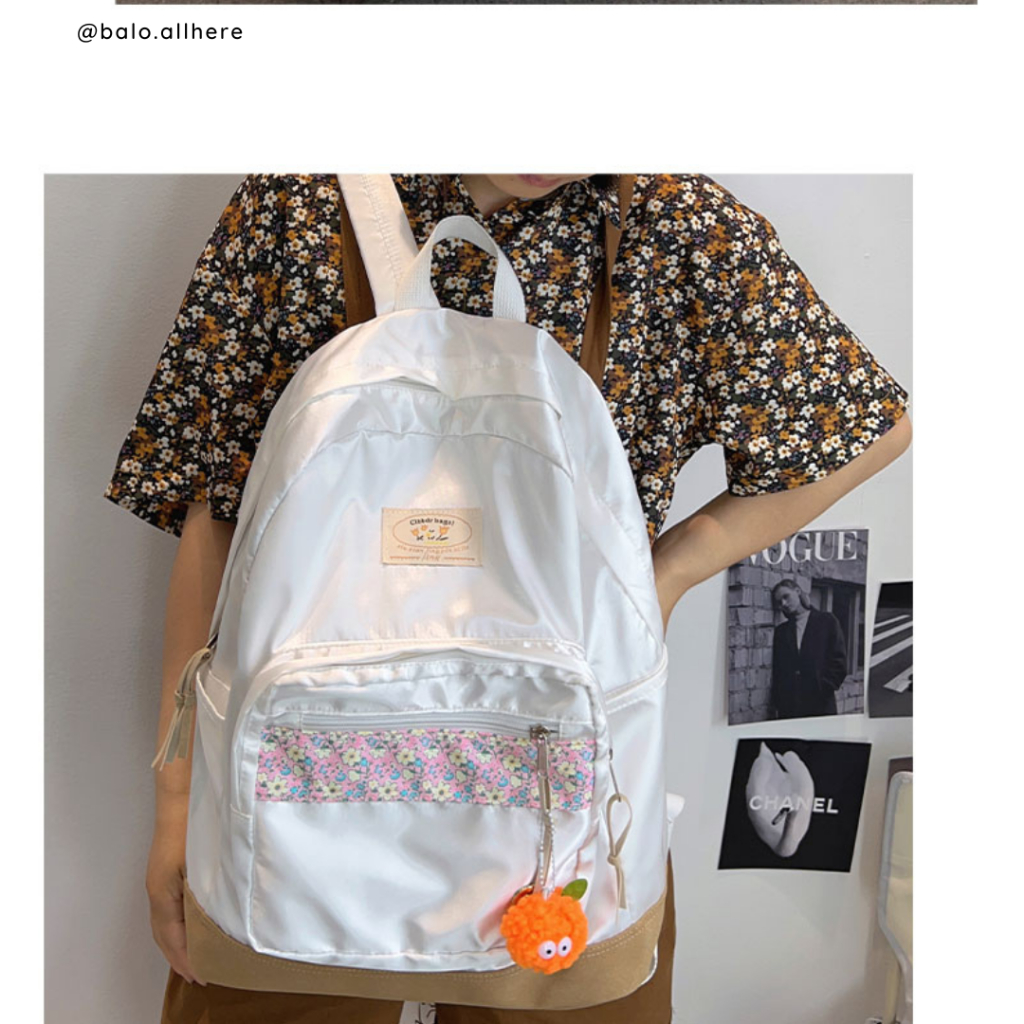 Balo Cặp Sách Đi Học Nữ Họa Tiết Hoa Vintage