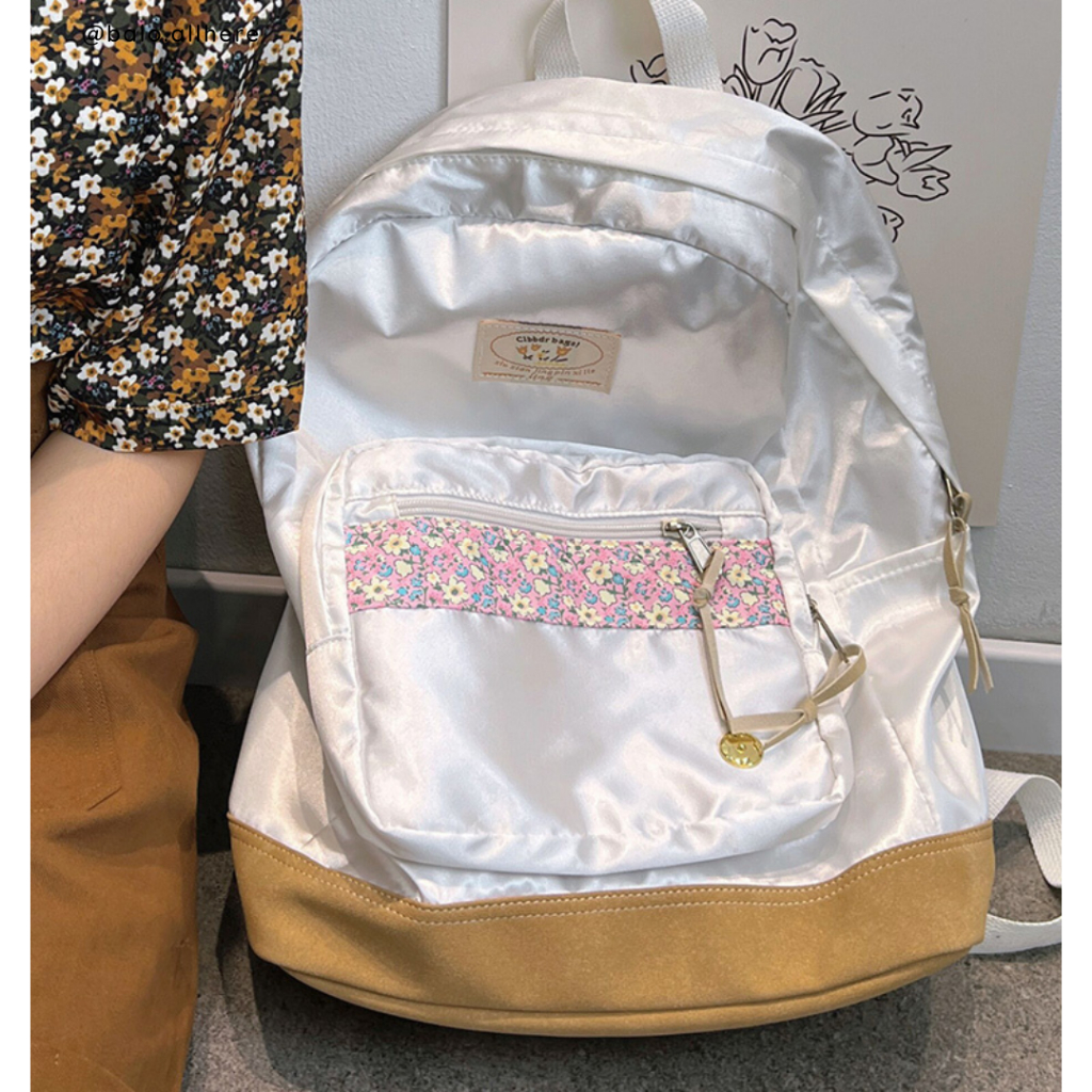 Balo Cặp Sách Đi Học Nữ Họa Tiết Hoa Vintage