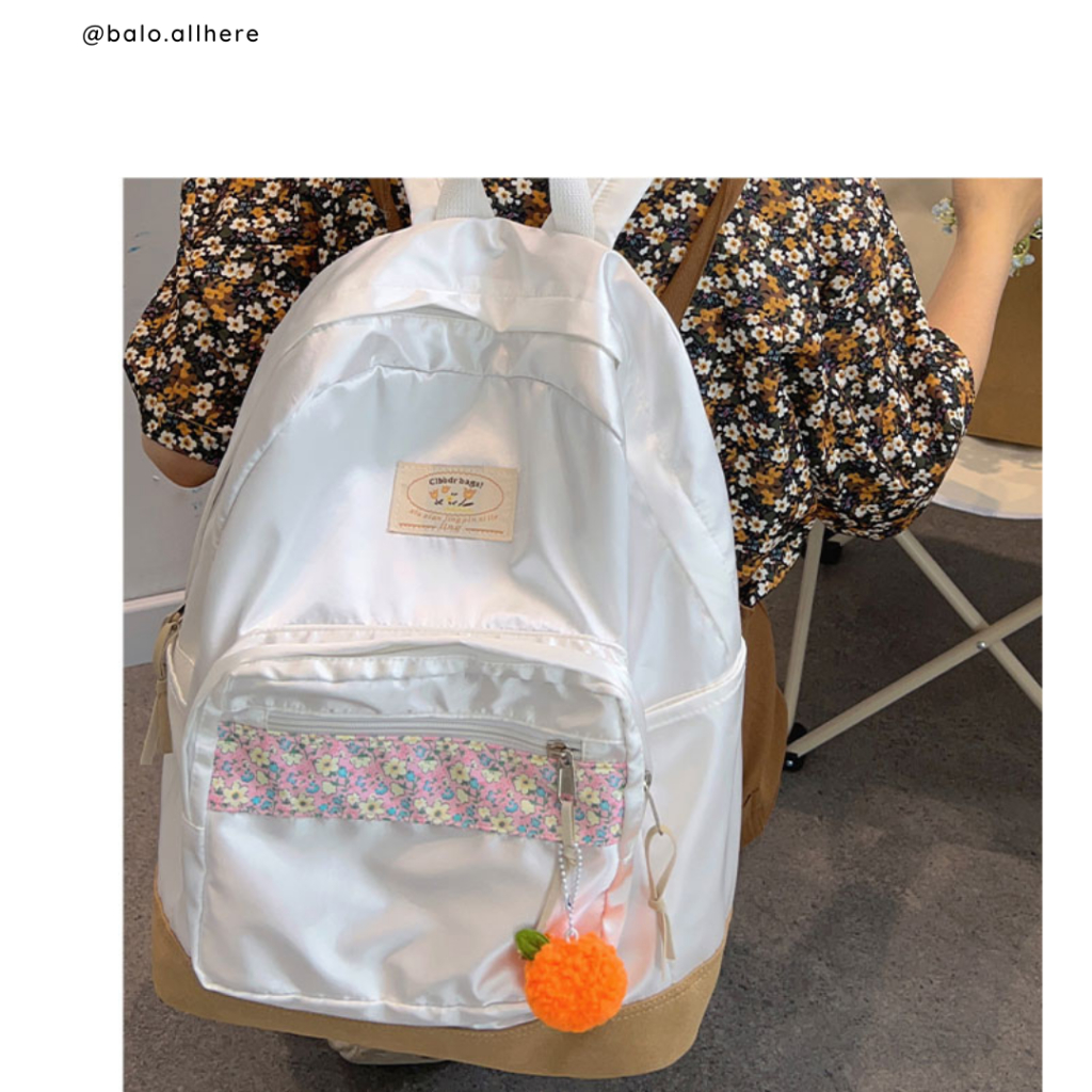 Balo Cặp Sách Đi Học Nữ Họa Tiết Hoa Vintage