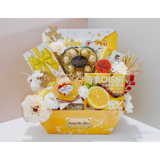  giỏ quà Tết bánh kẹo tết đẹp giỏ mây và đế thuyền 