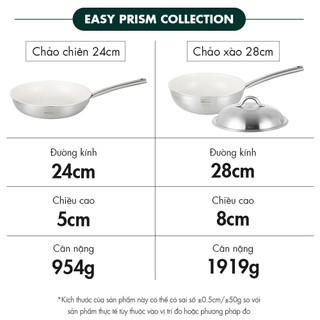 Combo 2 chảo inox Edelkochen Easy Prism - Màu Cream (Chảo chiên 24cm/ Chảo xào 28cm)