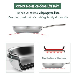 Combo 2 chảo inox Edelkochen Easy Prism - Màu Cream (Chảo chiên 24cm/ Chảo xào 28cm)
