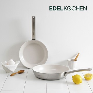 Combo 2 chảo inox Edelkochen Easy Prism - Màu Cream (Chảo chiên 24cm/ Chảo xào 28cm)