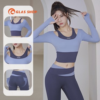  Áo Croptop Tập Gym Yoga Nữ Dài Tay Có Mút Ngực GLASSHOP Áo Thun Thể Thao Ôm Body Thoáng Khí GL7- LA 