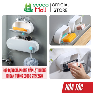 Hộp đựng xà phòng ECOCO nắp lật không khoan tường | Kệ để đồ, khay, đĩa đựng xà phòng thông minh đa năng mẫu mới