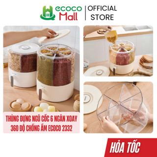 Thùng đựng gạo, ngũ cốc ECOCO 6 ngăn thông minh chống ẩm cao cấp | Hộp đựng đồ khô, các loại hạt đa năng mẫu mới
