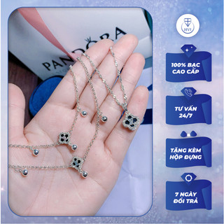 Set cỏ 4 lá LV bạc 925 kèm hộp đựng - Trang sức cao cấp HVJ