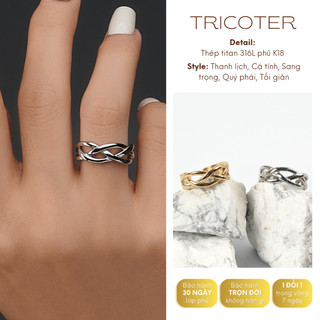 Nhẫn nữ titan không gỉ Tricoter, nhẫn ngón trỏ cá tính NACY R1004