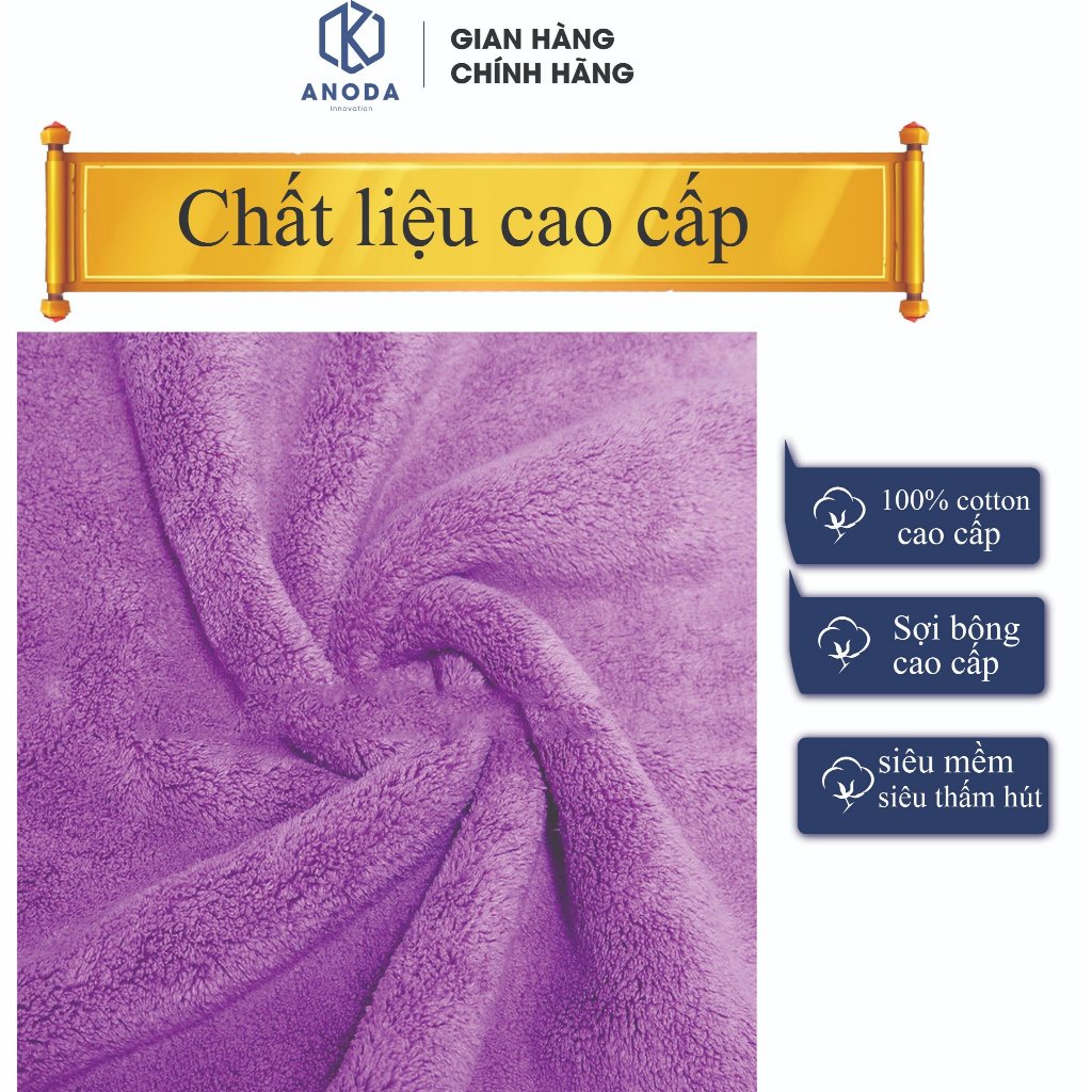 5 Cái Khăn Tắm Cao Cấp Anoda Màu Tím -Vua Khăn Dùng Cho Gia Đình 100% Cotton sợi chải kỹ Thấm Hút Không Ra Màu- 40x80cm