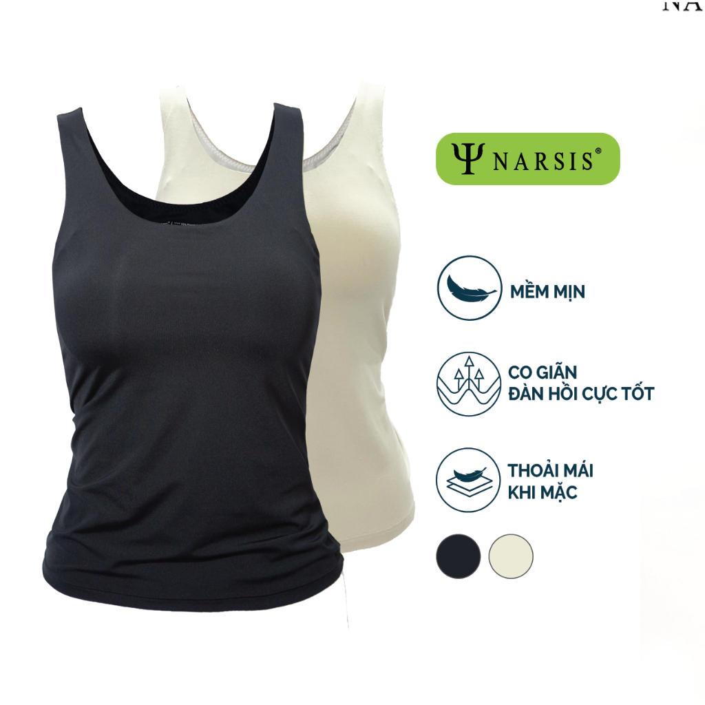Áo 3 Lỗ Nữ Narsis Có Đệm Ngực, Co Giãn 4 Chiều, Chất Cotton Mềm Mịn, Thấm Hút Mồ Hôi