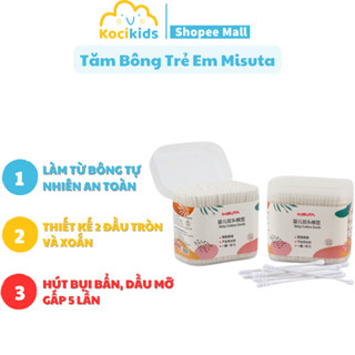 Tăm bông sơ sinh Misuta cho bé được làm bằng bông tự nhiên, an toàn