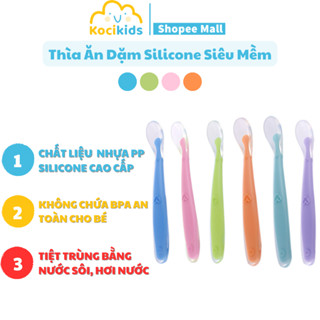 Thìa ăn dặm silicon siêu mềm an toàn cho bé