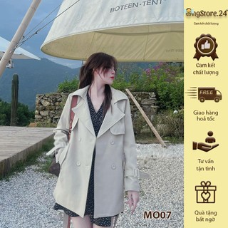 MO07/ Áo khoác măng tô nữ blazer kaki dáng ngắn dày dặn dây đai phong cách Hàn Quốc thời trang thu đông cao cấp tết