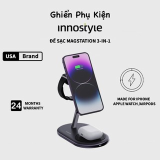 Đế sạc không dây innostyle usa 7.5w 3in1 dành cho iphone/apple watch/airpods
