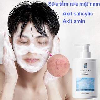 Sữa rửa mặt nam Sữa rửa mặt kiểm soát dầu Sữa rửa mặt chống mụn 500ml Axit salicylic + axit amin Loại bỏ mụn kiềm dầu