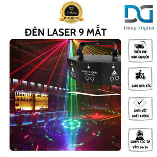 Đèn laser phòng bay 9 mắt cao cấp,đèn laze nháy theo nhạc sử dụng trang trí phòng bay, phòng karaoke, sân khấu