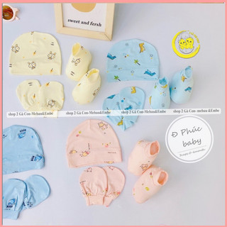 Sét Bao tay chân mũ BP baby cho bé,Sét 3 chi tiết nón bao tay chân thun lạnh màu