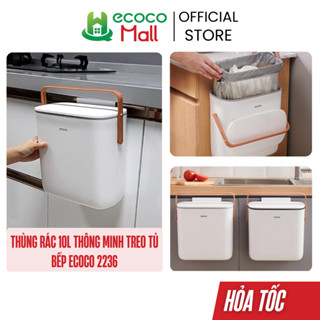 Thùng rác 10L ECOCO thông minh treo tủ bếp, nhà vệ sinh chống mùi, côn trùng, tặng kèm miếng dán 2236