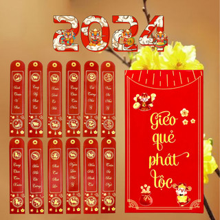 Rút quẻ lì xì 2024 Giáp Thìn bộ lì xì gieo quẻ 12 con giáp