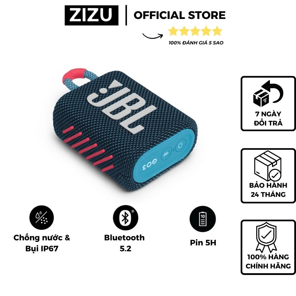 Loa Bluetooth Không Dây JBL Go 3 Nhỏ Gọn Tiện Lợi Chống Nước IP67 - Chơi Nhạc 5H - Bluetooth 5.1 - Bảo Hành 2 Năm