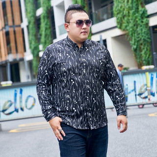 Áo Sơ Mi BIGSIZE (80kg - 150kg) Tay Dài Đen Chấm Bi Trắng, Lịch Lãm, Sang Trọng, Phom Chuẩn Bigsize - GASIMAN