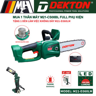 Máy cưa xích dùng pin 21v dekton m21-cs08bl - brushles - bơm nhớt tự động - chân pin phổ thông