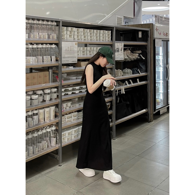 Váy thun dáng dài dày dặn co dãn