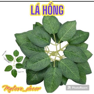 Túi 15 Lá hồng gân trang trí giống thật 99%,lá hồng in gân 3d cụm 6 lá dùng làm hoa sáp,hoa nhựa, hoa giả handmade