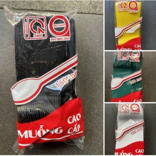 Bịch 50 muỗng nhựa cao cấp, thìa nhựa dùng một lần 15cm, muỗng nhựa trà sữa có sẵn 5 màu: xanh lá, đen, trắng, vàng, đỏ