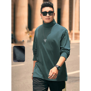 Áo Thun BIGSIZE (80kg - 150kg) Tay Dài Cổ Lọ Màu Xanh Rêu, Siêu Co Giãn, Siêu Thoáng Mát, Chuẩn Phom Bigsize - GASIMAN