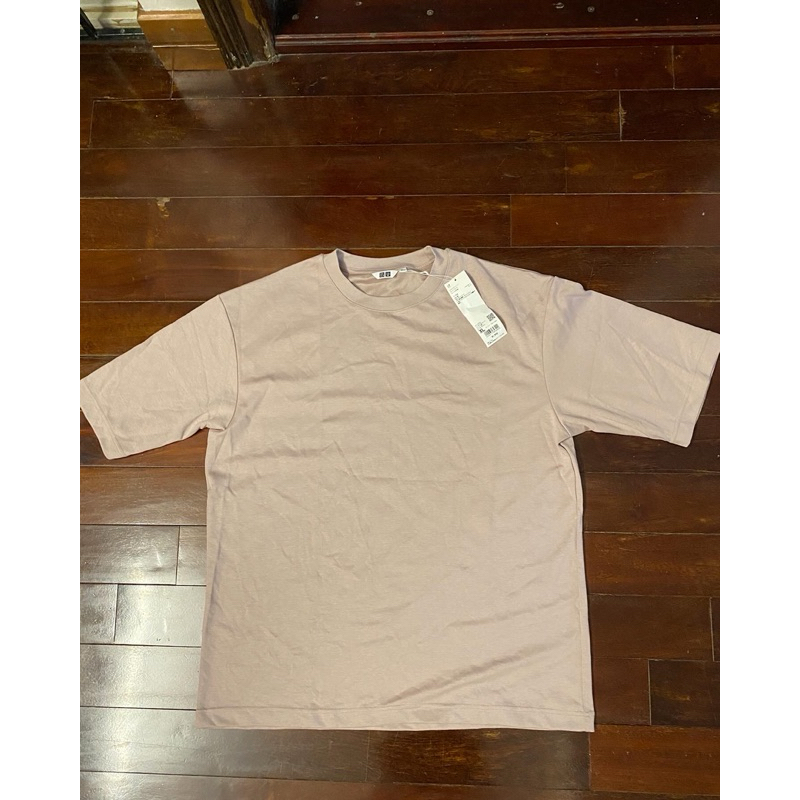 Áo thun tay lỡ hồng vỏ đỗ nhạt unisex Uniqlo chính hãng oversize