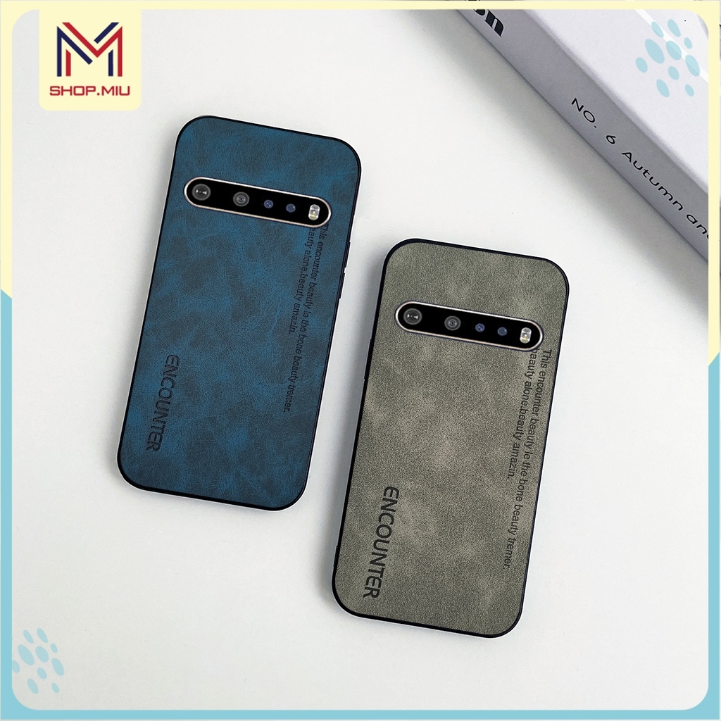 Ốp lưng da lộn mịn LG V60 G6 G7 G8 hoạ tiết chữ dập chìm